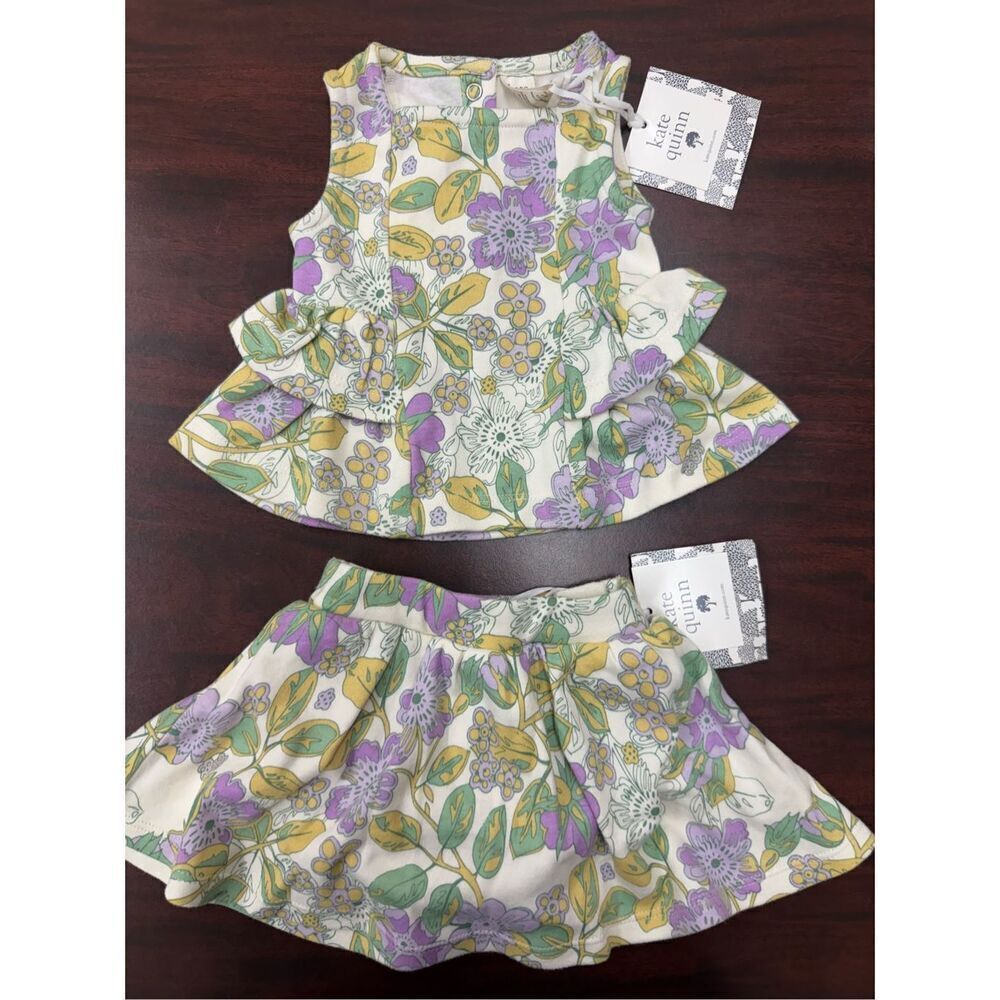 NWT Kate Quinn Two Piece Floral Top And Skirt Size 0-3 Months